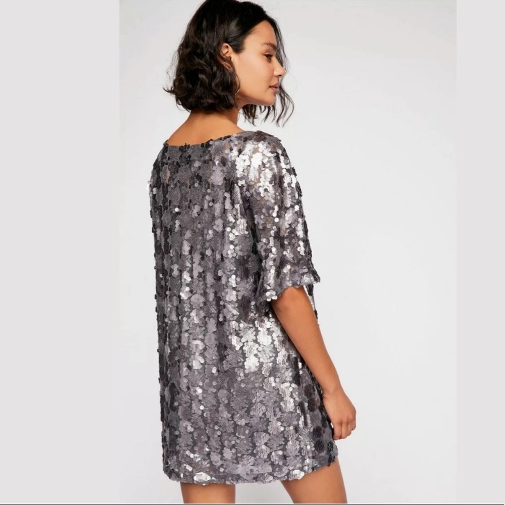 Free People Silver Sequin Mini Dress - Picture 2 of 5